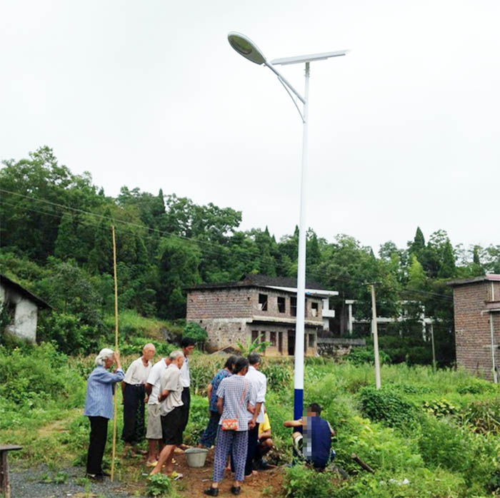 新农村6米太阳能路灯_太阳能led投光灯工程案例
